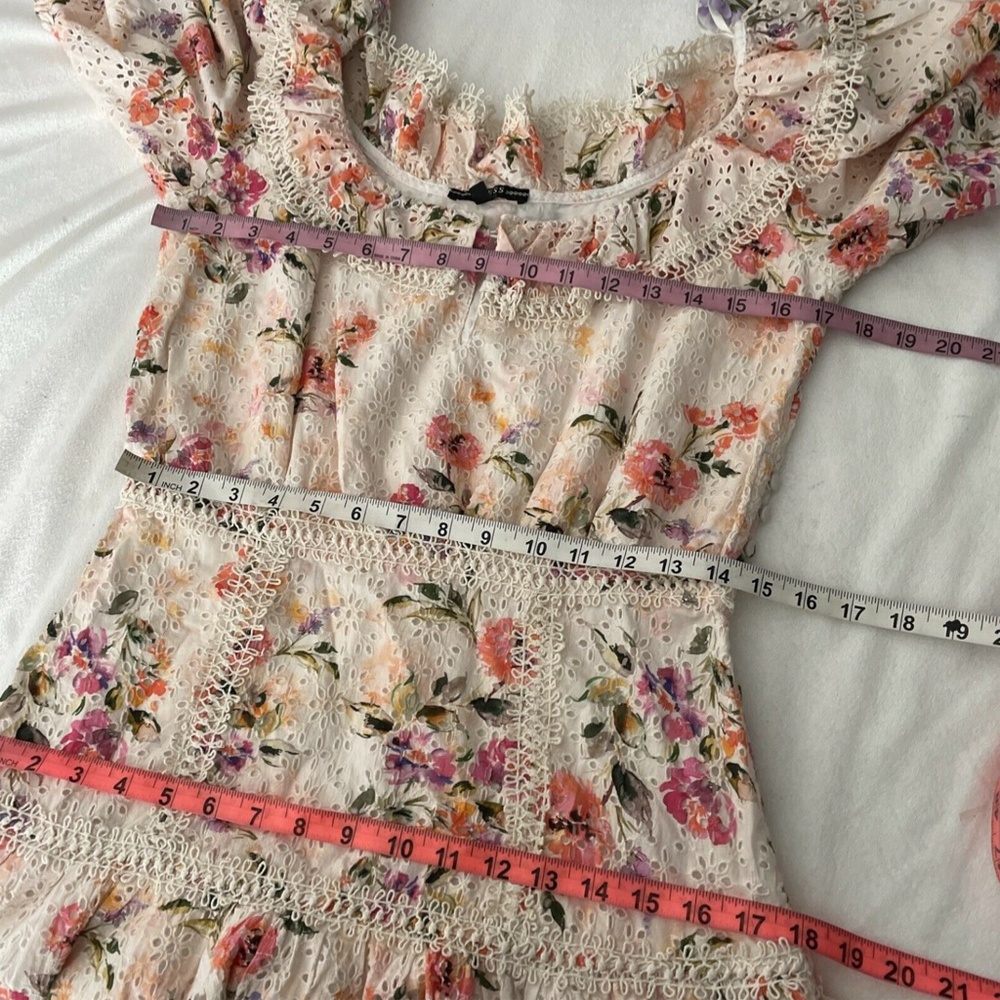 NWT GUESS [SZ Medium ] Martina Aged Floral‎ Cotton Eyelet Dress in Pinks - Picture 5 of 12